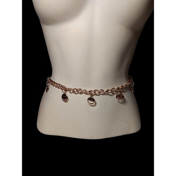 Belt Gold Tone Happy Face Charms Chain Waist Jewelry 36\